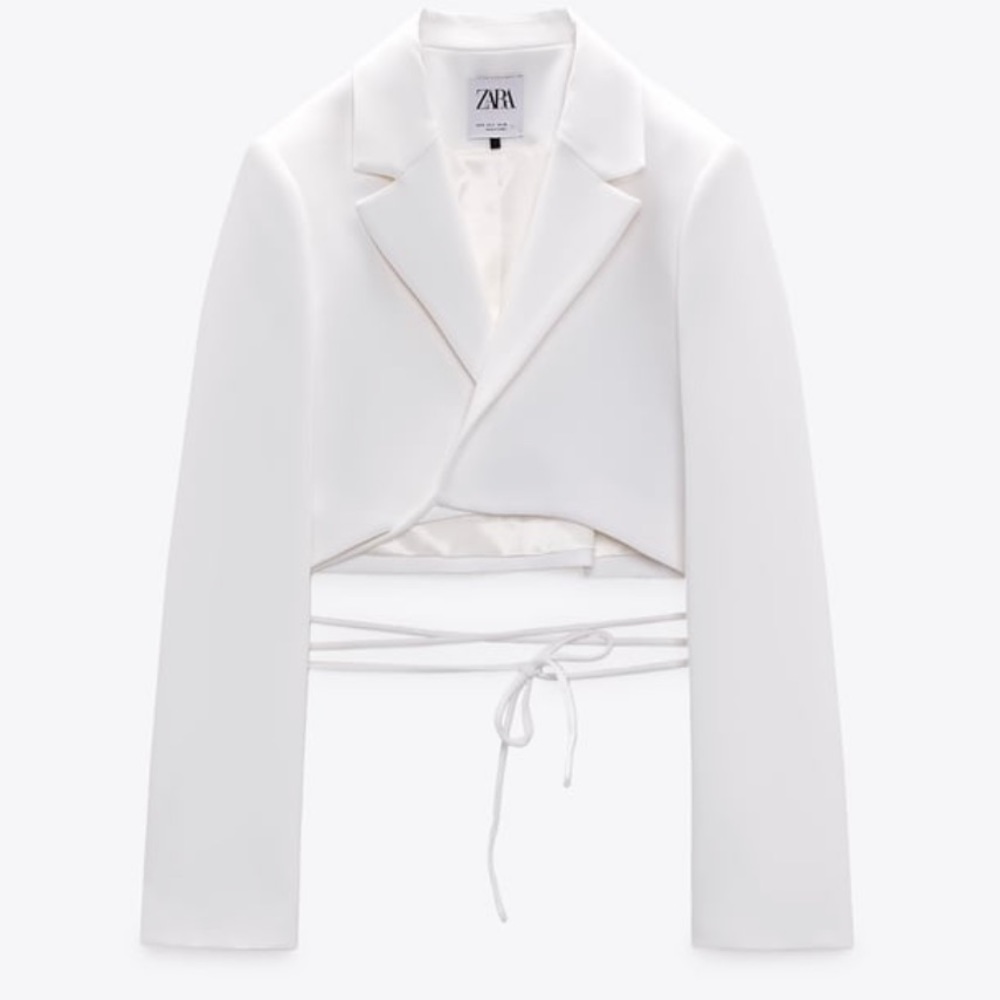 Zara White Cropped Blazer